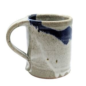 Signed Blue Drip Glaze Pottery Coffee Mug